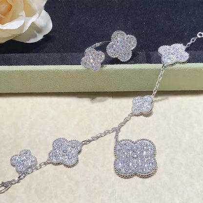 [：Polaidi Jewelry]CLOVER 6 MOTIFS SILVER DIAMOND BRACELET