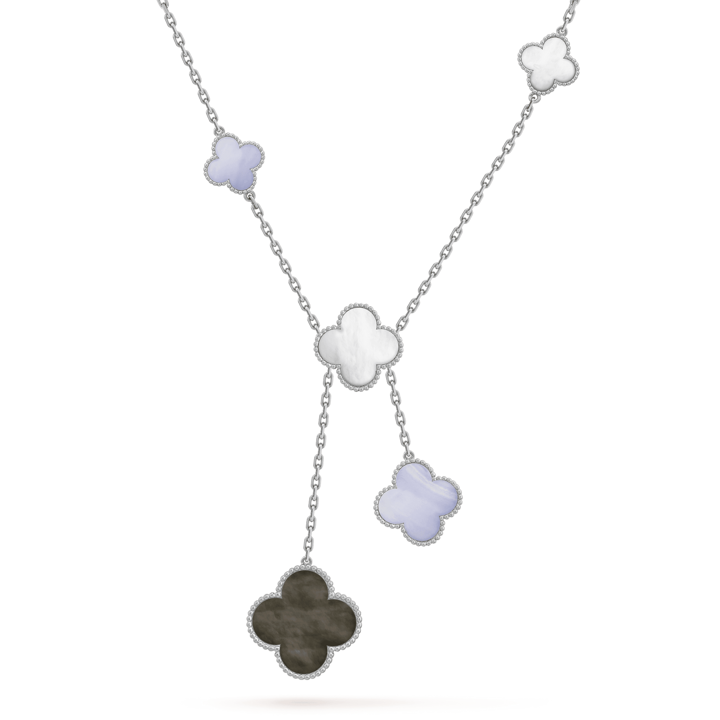 [：Polaidi Jewelry]クローバー MOP カルセドニー ネックレス シルバー 6モチーフ