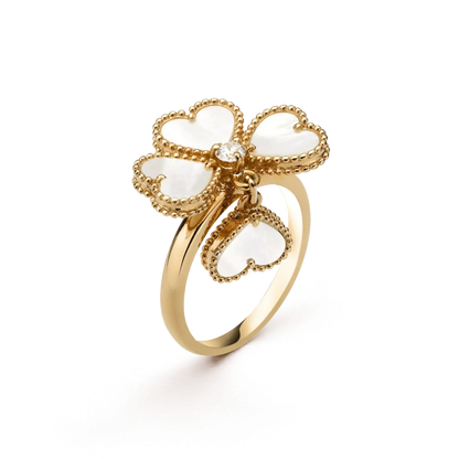[：Polaidi Jewelry]SWEET CLOVER WHITE MOP RING