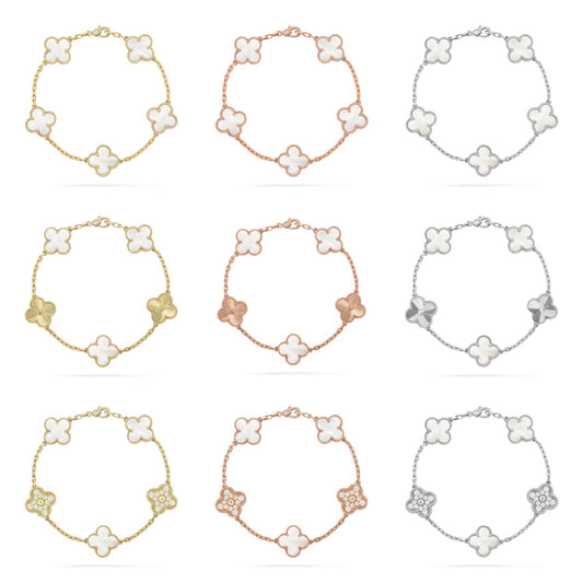 [Polaidi Jewelry]クローバー ホワイトパール MOP 5モチーフ ブレスレット コレクション