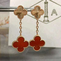 [Perlaura Jewelry ]CLOVER 2 MOTIF  LASER CARNELIAN EARRINGS