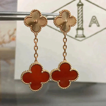 [：Polaidi Jewelry]クローバー 2モチーフ レーザーカーネリアンピアス