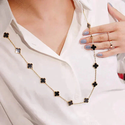 [：Polaidi Jewelry]クローバー 20モチーフ オニキス ネックレス