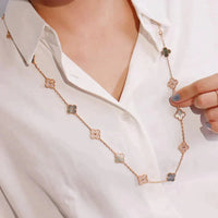 [Perlaura Jewelry ]CLOVER 20 MOTIFS DARK MOP DIAMOND  NECKLACE