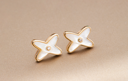 [：Polaidi Jewelry]JEUX DE WHITE MOP ローズゴールド ダイヤモンドピアス
