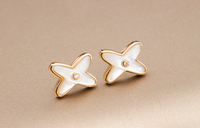 [Perlaura Jewelry ]JEUX DE WHITE MOP PINK GOLD DIAMOND EARRINGS