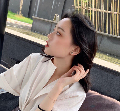[：Polaidi Jewelry]JEUX DE WHITE MOP ローズゴールド ダイヤモンドピアス