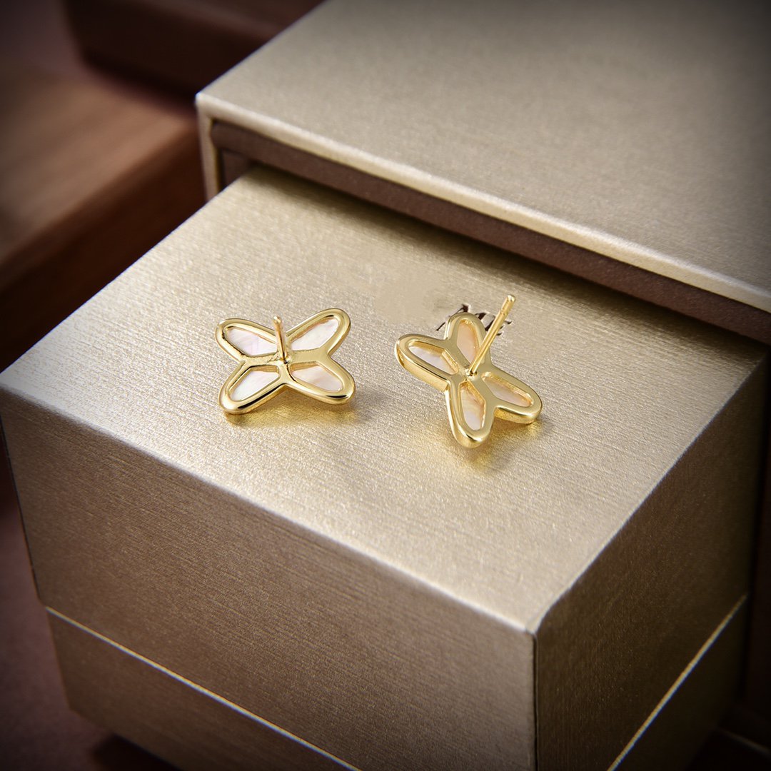 [：Polaidi Jewelry]JEUX ドゥ ホワイトマザーオブパール ゴールドダイヤモンド イヤリング