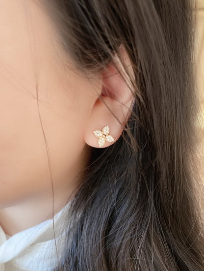 [：Polaidi Jewelry]STAR BLOSSOM STUD EARRINGS PINK GOLD DIAMONDS