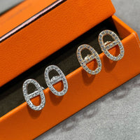 [Perlaura Jewelry ]HM FULL DIAMOND PIG NOSE STUD EARRINGS