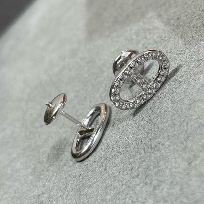 [Polaidi Jewelry]HM FULL DIAMOND PIG NOSE STUD EARRINGS