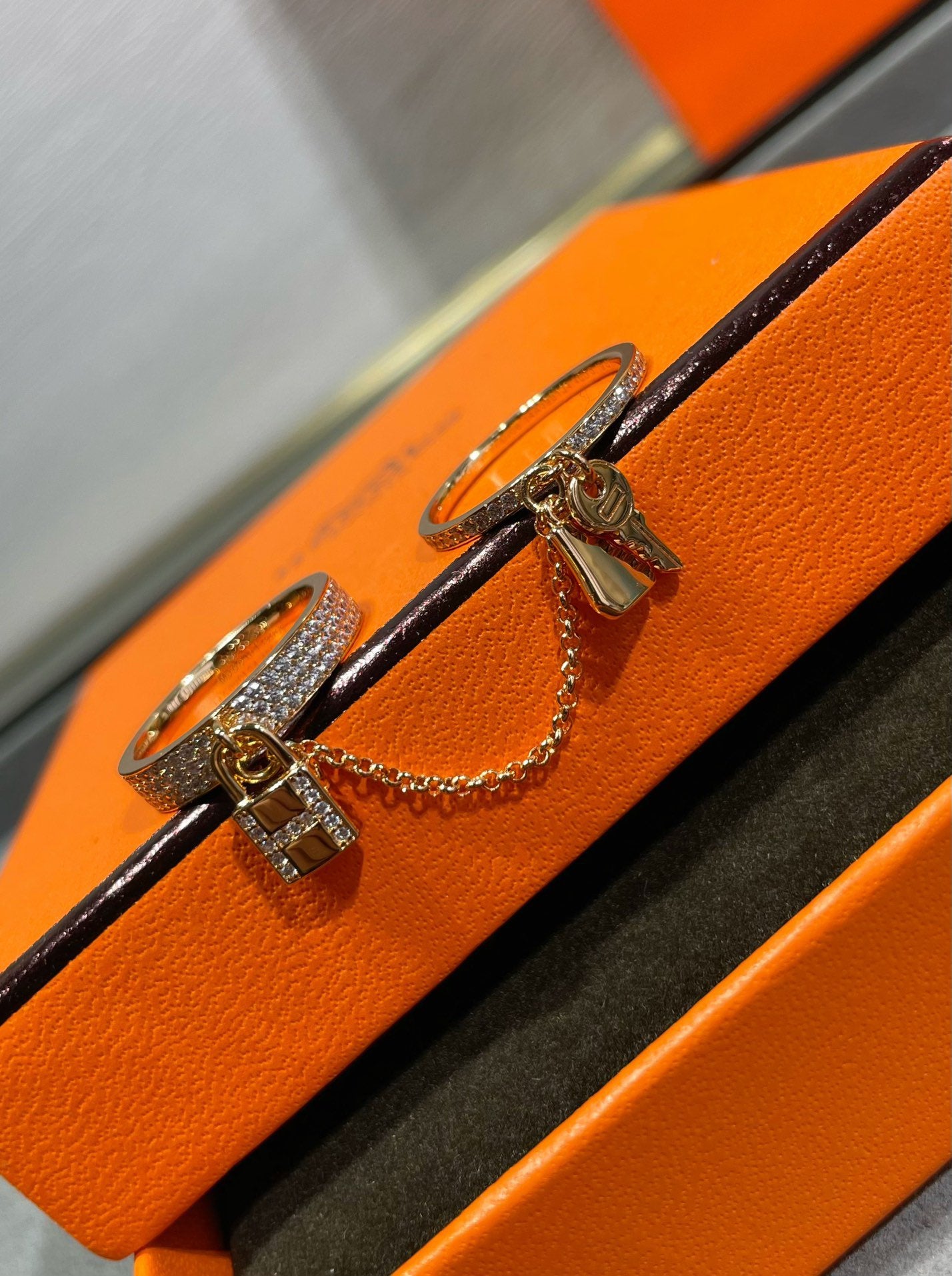[Polaidi Jewelry]HM KELLY CLOCHETTE DOUBLE RING IN  WITH DIAMONDS