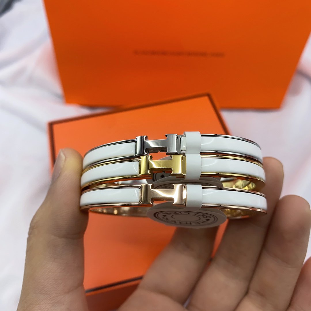 [Polaidi Jewelry]CLASSIC HM CLIC WHITE 8MM ENAMEL BRACELET