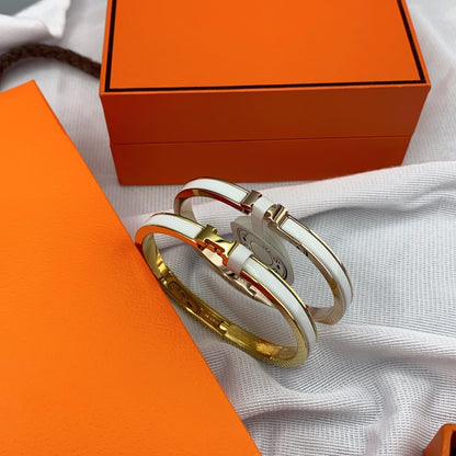 [Polaidi Jewelry]CLASSIC HM CLIC WHITE 8MM ENAMEL BRACELET