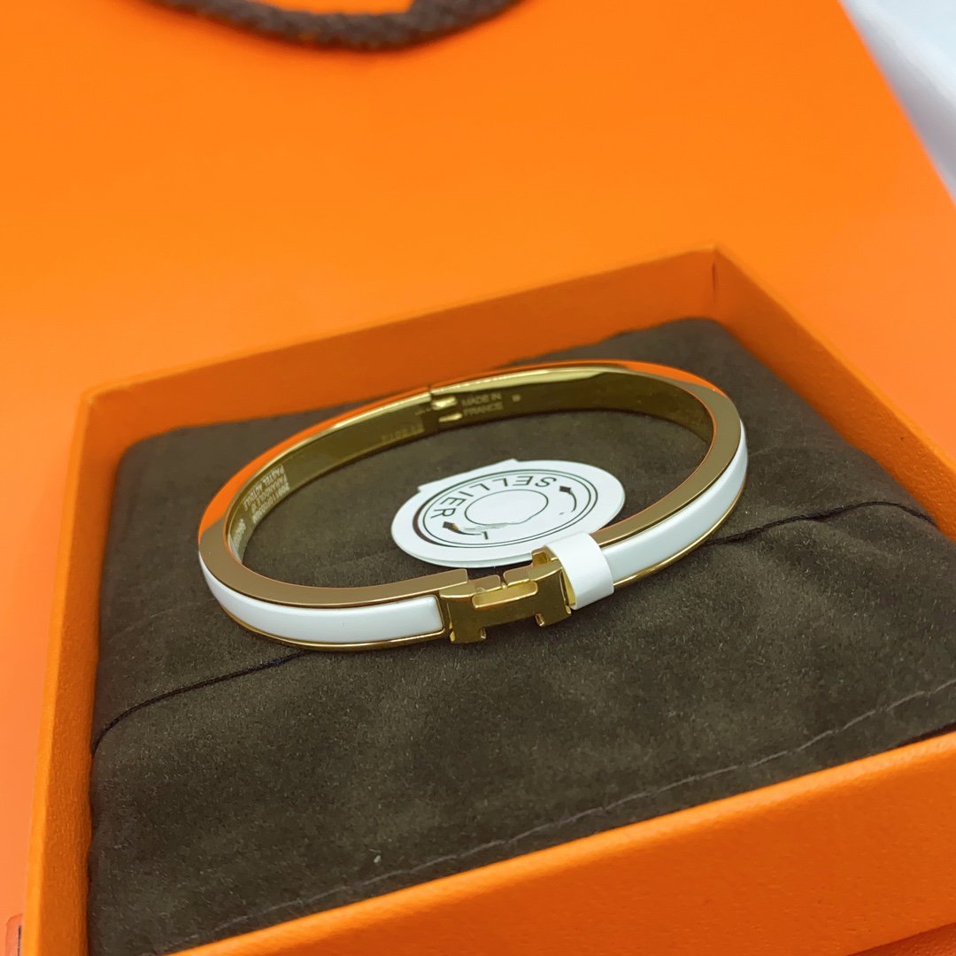 [Polaidi Jewelry]CLASSIC HM CLIC WHITE 8MM ENAMEL BRACELET
