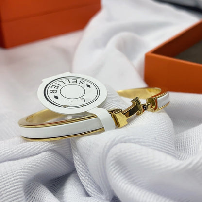 [Polaidi Jewelry]CLASSIC HM CLIC WHITE 8MM ENAMEL BRACELET