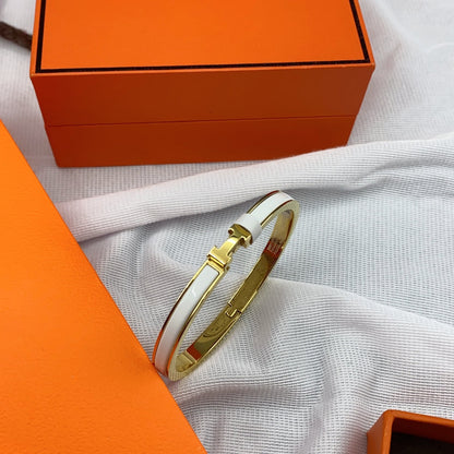 [Polaidi Jewelry]CLASSIC HM CLIC WHITE 8MM ENAMEL BRACELET