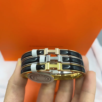 [Polaidi Jewelry]CLASSIC HM CLIC BLACK 8MM ENAMEL BRACELET