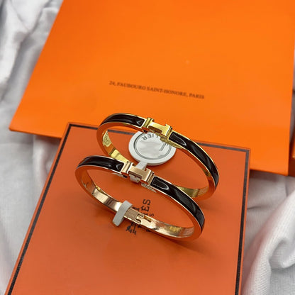 [Polaidi Jewelry]CLASSIC HM CLIC BLACK 8MM ENAMEL BRACELET