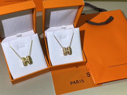 [：Polaidi Jewelry]HM クリックイエローエナメルゴールドネックレス