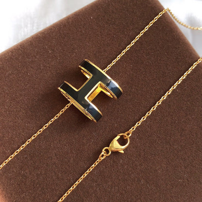 [：Polaidi Jewelry]HM CLIC ブラックエナメル ゴールドネックレス