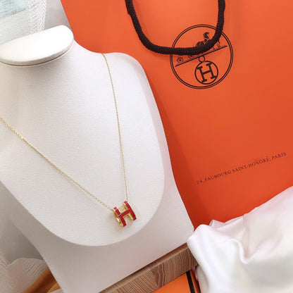 [Polaidi Jewelry]HM CLIC RED ENAMEL GOLD NECKLACE