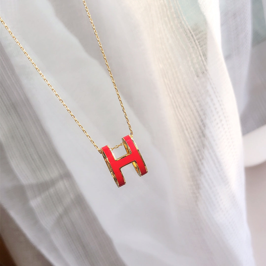 [：Polaidi Jewelry]HM クリック レッド エナメル ゴールド ネックレス