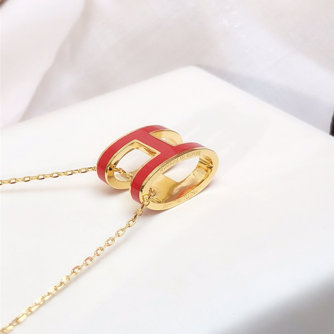 [：Polaidi Jewelry]HM クリック レッド エナメル ゴールド ネックレス