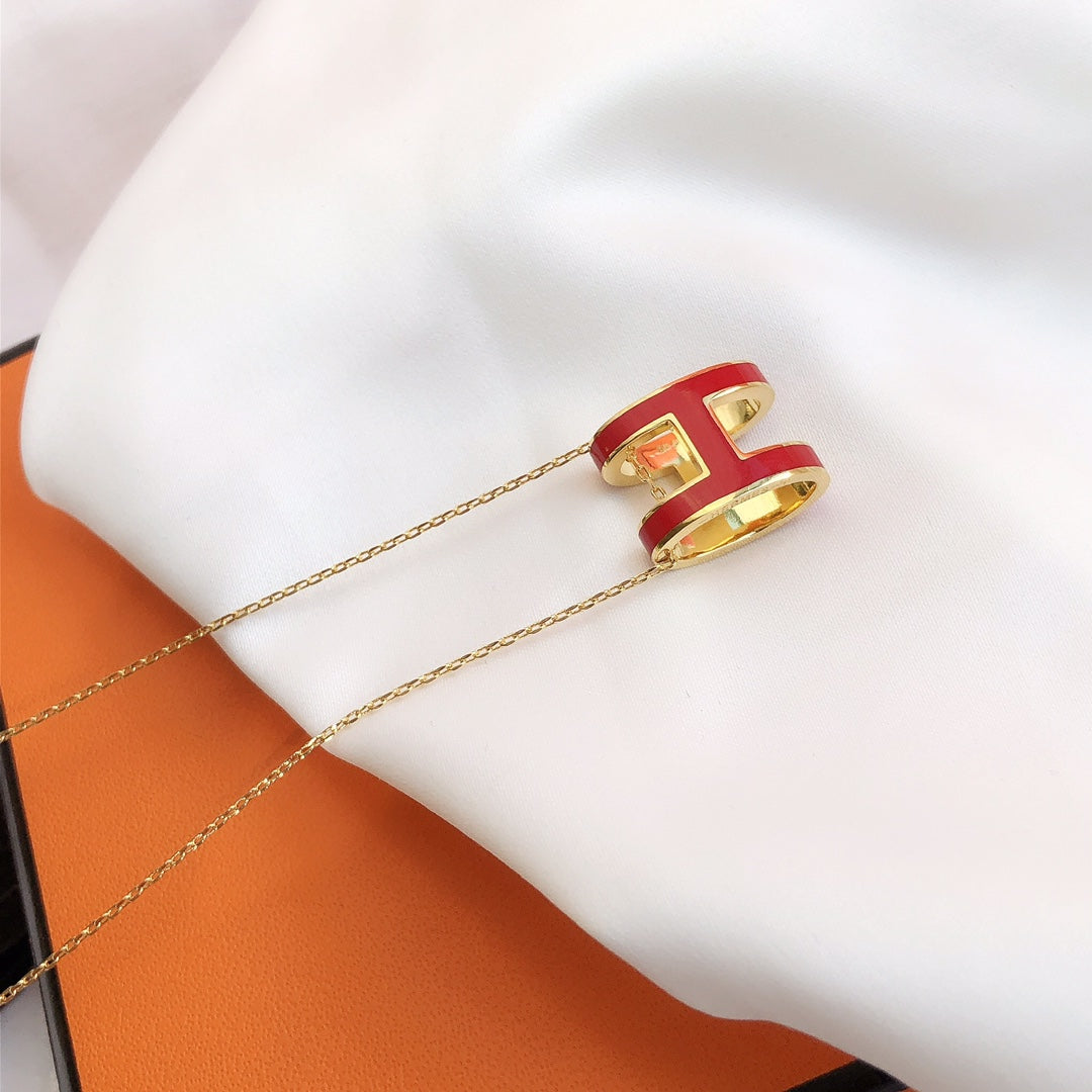 [：Polaidi Jewelry]HM クリック レッド エナメル ゴールド ネックレス