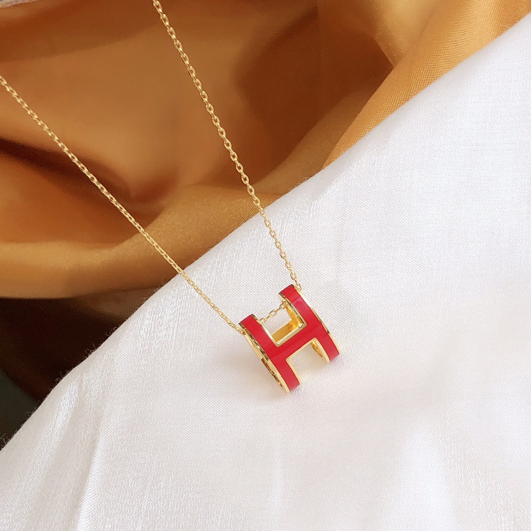 [：Polaidi Jewelry]HM クリック レッド エナメル ゴールド ネックレス