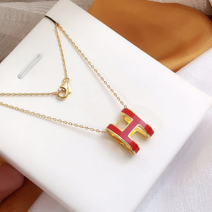 [：Polaidi Jewelry]HM クリック レッド エナメル ゴールド ネックレス