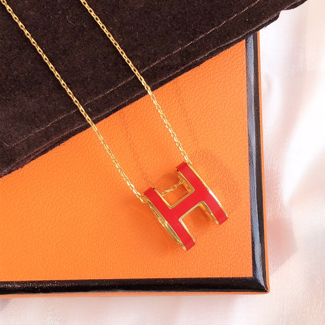 [：Polaidi Jewelry]HM クリック レッド エナメル ゴールド ネックレス