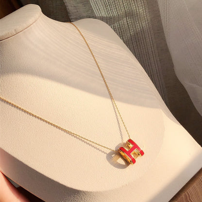 [：Polaidi Jewelry]HM クリック レッド エナメル ゴールド ネックレス