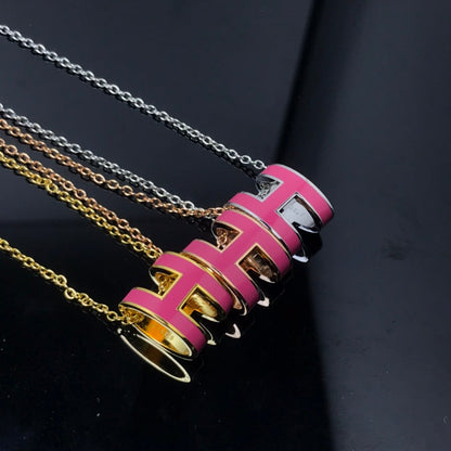 [Polaidi Jewelry]H NECKLACE PINK