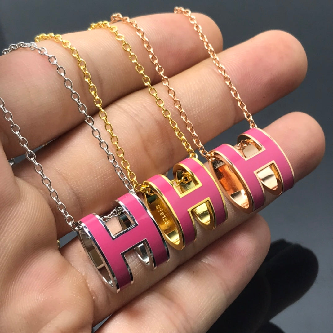 [：Polaidi Jewelry]Hネックレス ピンク