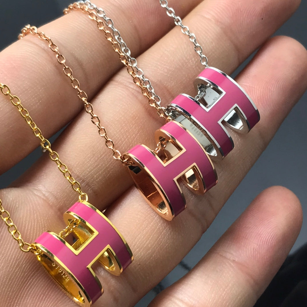 [Polaidi Jewelry]H NECKLACE PINK