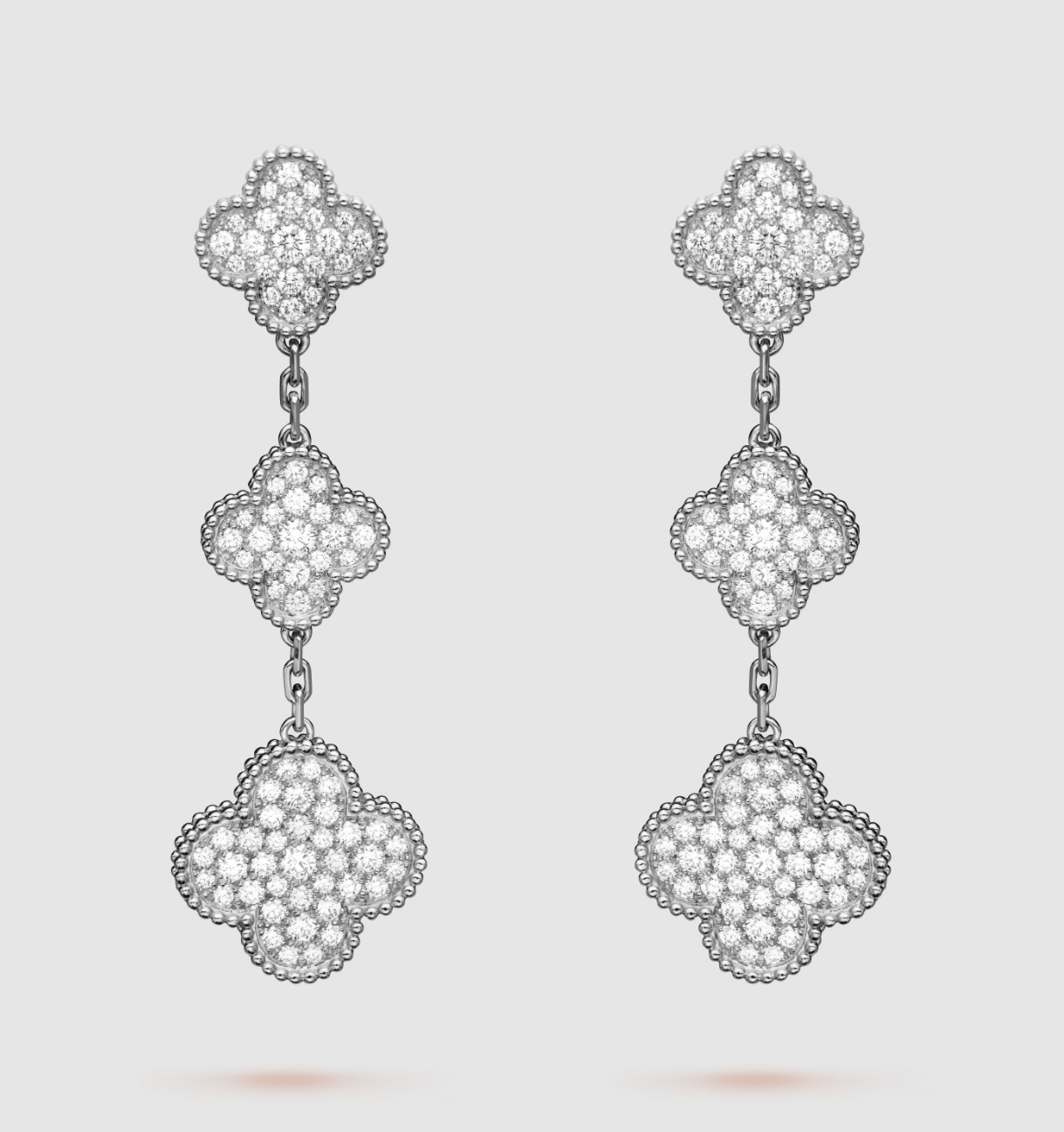 [：Polaidi Jewelry]クローバー 3モチーフ ダイヤモンド シルバー ドロップピアス