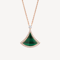 [Perlaura Jewelry ]DREAM MALACHITE DIAMOND PAVED PINK GOLD NECKLACE