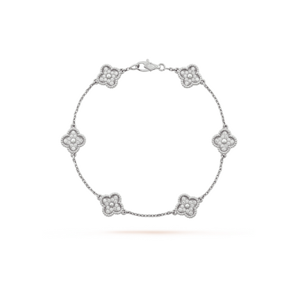 [Polaidi Jewelry]CLOVER 6 MOTIF SILVER DIAMOND BRACELET