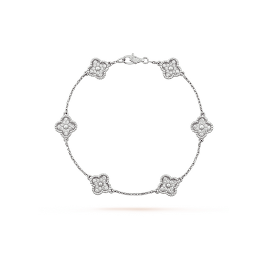 [Polaidi Jewelry]CLOVER 6 MOTIF SILVER DIAMOND BRACELET