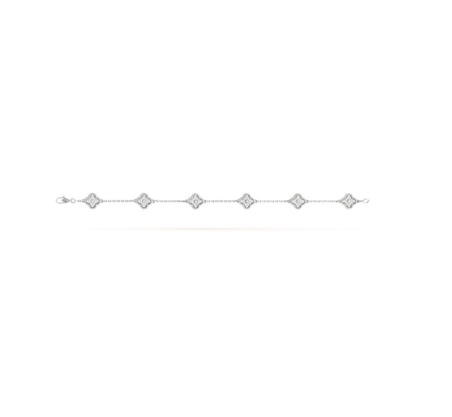 [Polaidi Jewelry]CLOVER 6 MOTIF SILVER DIAMOND BRACELET