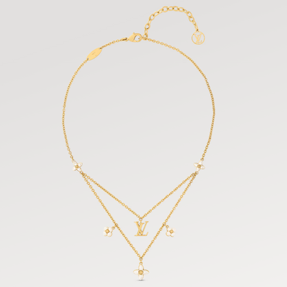 [：Polaidi Jewelry]FLOWERGRAM GOLD白蝶貝二重ネックレス
