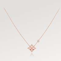 [Perlaura Jewelry ]STAR PINK MOP 1 DIAMOND PINK GOLD NECKLACE