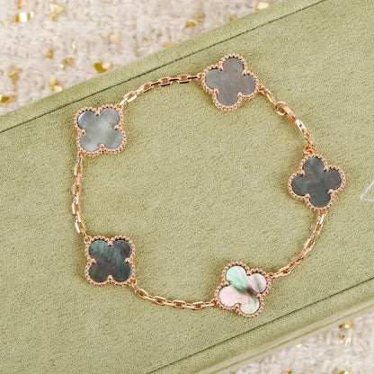 [Polaidi Jewelry] クローバー 5モチーフ グレーマザーオブパール ブレスレットコレクション