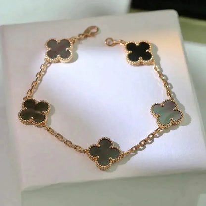 [Polaidi Jewelry] クローバー 5モチーフ グレーマザーオブパール ブレスレットコレクション