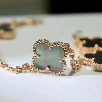 [Polaidi Jewelry] クローバー 5モチーフ グレーマザーオブパール ブレスレットコレクション