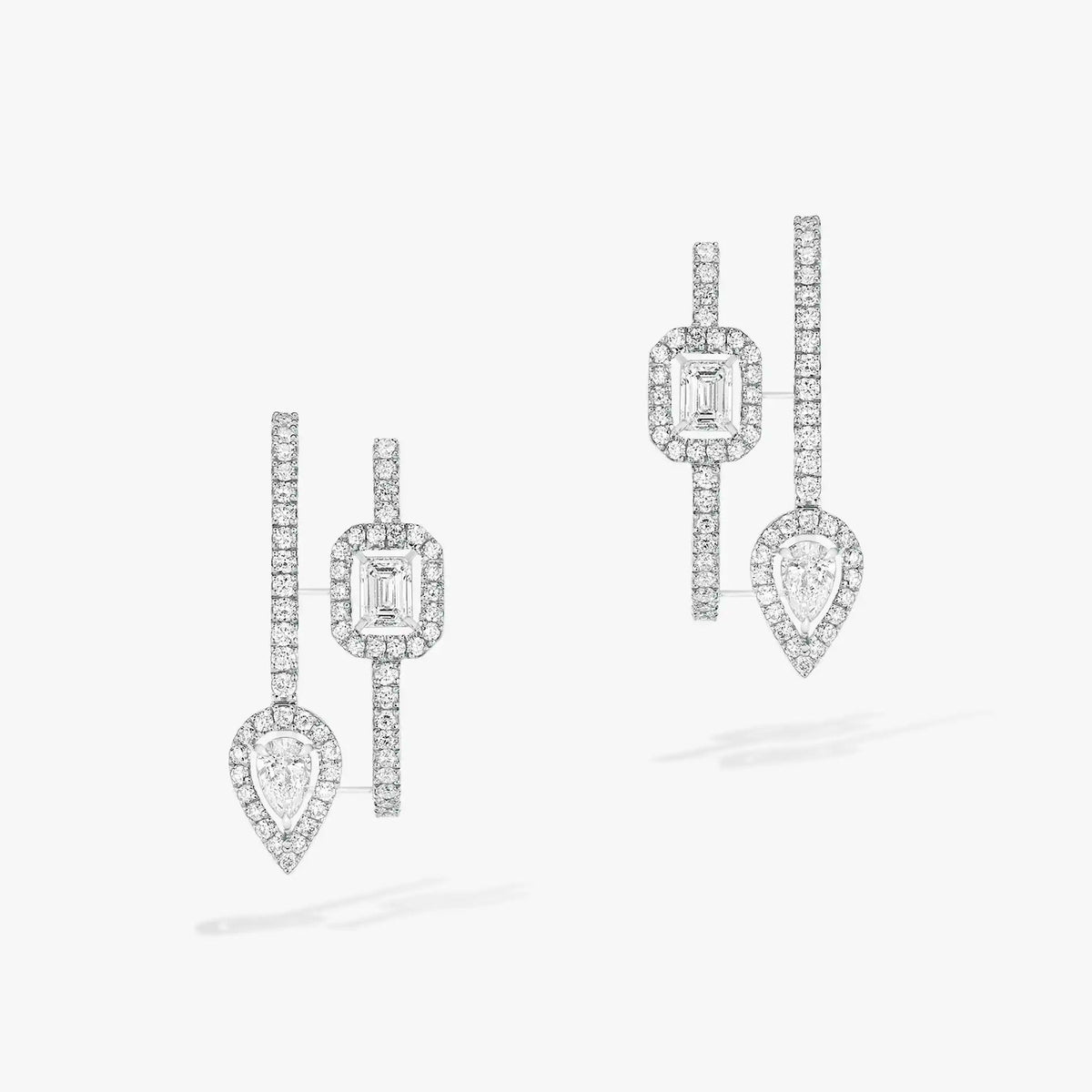 [Polaidi Jewelry]CREOLES MY TWIN 2 RANGS SILVER DIAMOND EARRINGS
