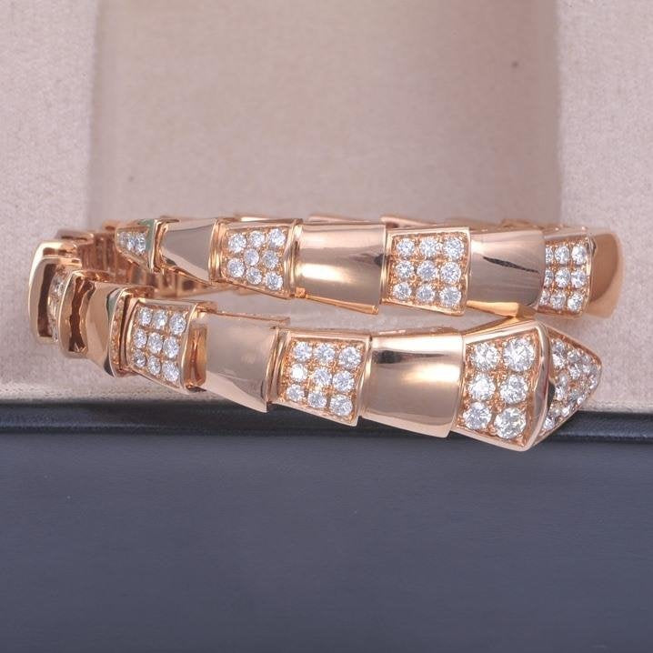 [：Polaidi]SERPENTI WIDE BRACELET PINK GOLD DIAMOND