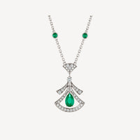 [Perlaura Jewelry ]DREAM NECKLACE MALACHITE DIAMOND SILVER