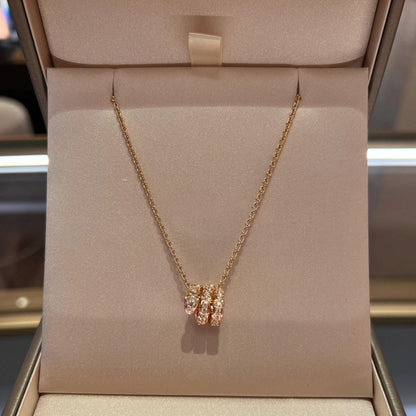 [：Polaidi]SERPENTI PINK GOLD NECKLACE DOUBLE RING DIAMOND